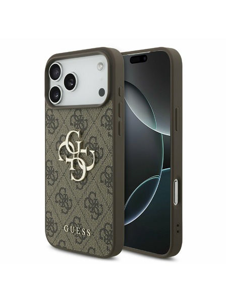 Guess Guess PU 4G Metal Logo Stražnji Kryt za iPhone 17 Pro Max Brown