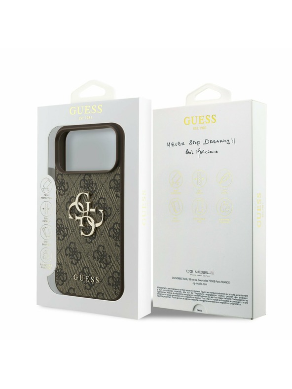 Guess Guess PU 4G Metal Logo Stražnji Kryt za iPhone 17 Pro Max Brown