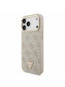 Guess Guess PU Leather 4G Strass Triangle Logo Gold Frame MagSafe Stražnji Kryt za iPhone 17 Pro Max Pink
