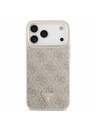 Guess Guess PU Leather 4G Strass Triangle Logo Gold Frame MagSafe Stražnji Kryt za iPhone 17 Pro Max Pink
