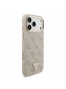 Guess Guess PU Leather 4G Strass Triangle Logo Gold Frame MagSafe Stražnji Kryt za iPhone 17 Pro Max Pink