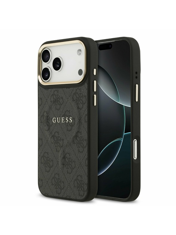 Guess Guess PU Leather 4G Gold Frame MagSafe Stražnji Kryt za iPhone 17 Pro Max Black