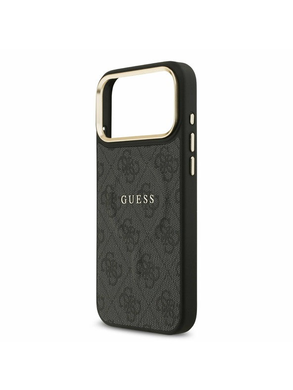 Guess Guess PU Leather 4G Gold Frame MagSafe Stražnji Kryt za iPhone 17 Pro Max Black