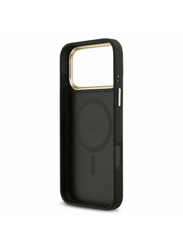 Guess Guess PU Leather 4G Gold Frame MagSafe Stražnji Kryt za iPhone 17 Pro Max Black
