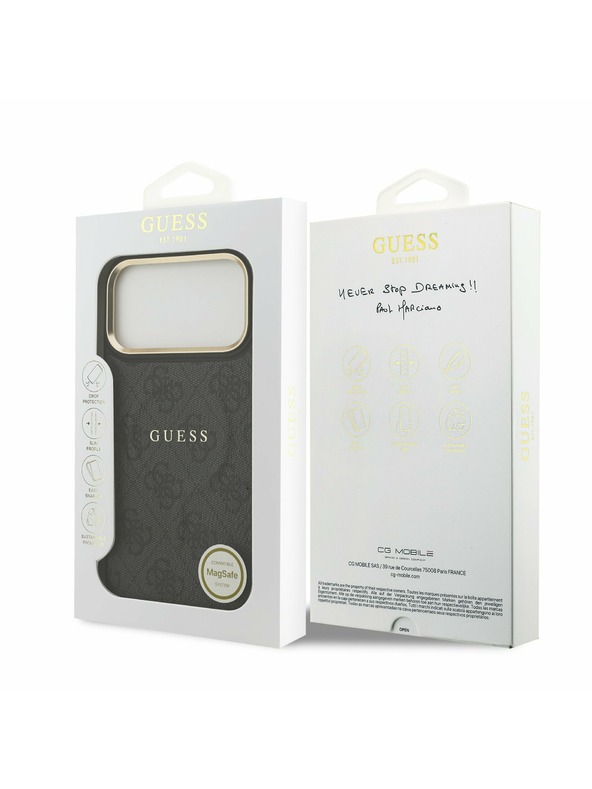 Guess Guess PU Leather 4G Gold Frame MagSafe Stražnji Kryt za iPhone 17 Pro Max Black