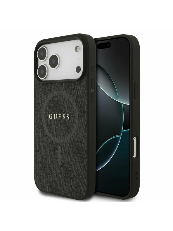Guess Guess PU Leather 4G Colored Ring MagSafe Stražnji Kryt za iPhone 17 Pro Max Black
