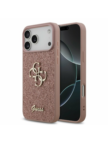 Guess Guess PU Fixed Glitter 4G Metal Logo Stražnji Kryt za iPhone 17 Pro Max Pink
