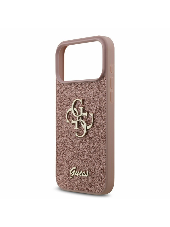 Guess Guess PU Fixed Glitter 4G Metal Logo Stražnji Kryt za iPhone 17 Pro Max Pink