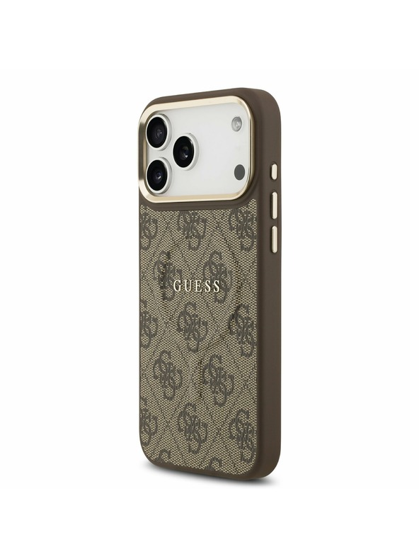 Guess Guess PU Leather 4G Gold Frame MagSafe Stražnji Kryt za iPhone 17 Pro Max Brown