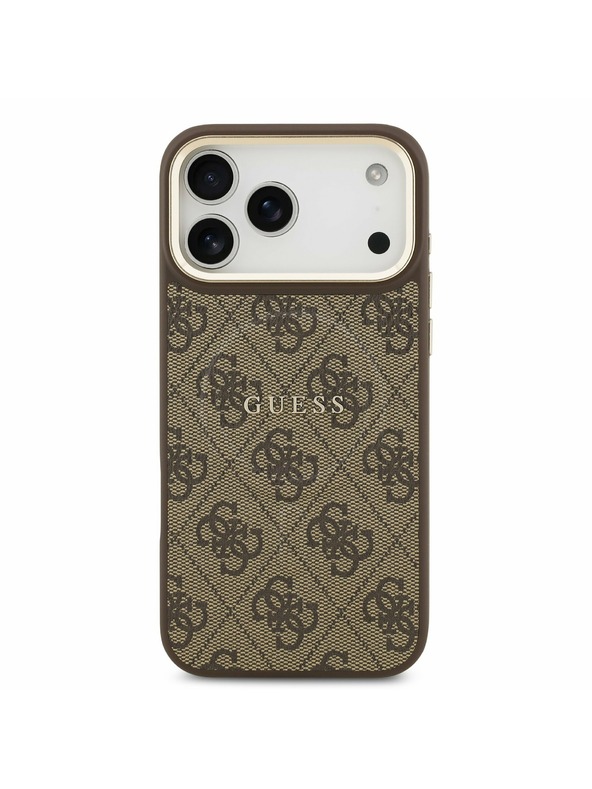 Guess Guess PU Leather 4G Gold Frame MagSafe Stražnji Kryt za iPhone 17 Pro Max Brown