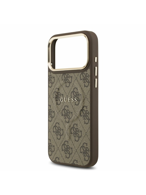 Guess Guess PU Leather 4G Gold Frame MagSafe Stražnji Kryt za iPhone 17 Pro Max Brown