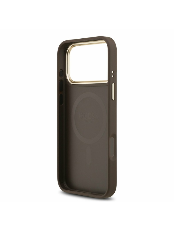 Guess Guess PU Leather 4G Gold Frame MagSafe Stražnji Kryt za iPhone 17 Pro Max Brown