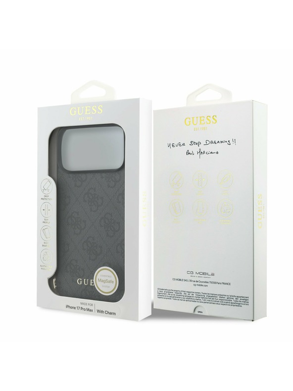 Guess Guess 4G Charm MagSafe Stražnji Kryt za iPhone 17 Pro Max Tone on Tone Grey