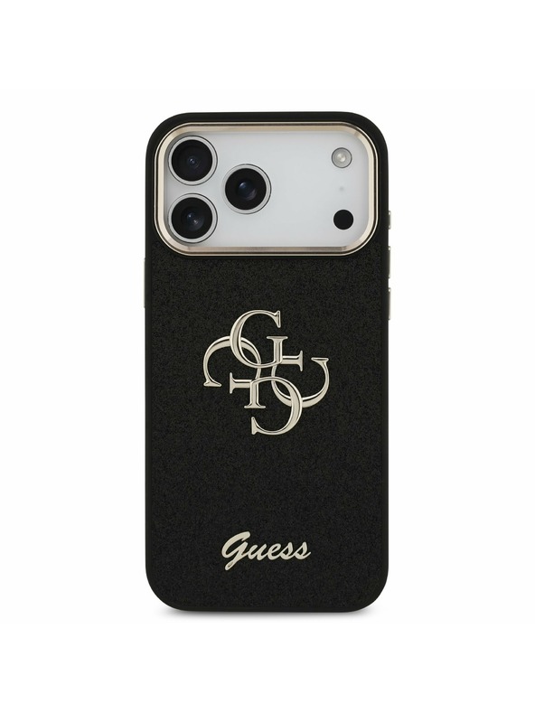 Guess Guess PU Fixed Glitter 4G Metal Frame Stražnji Kryt za iPhone 17 Pro Max Black