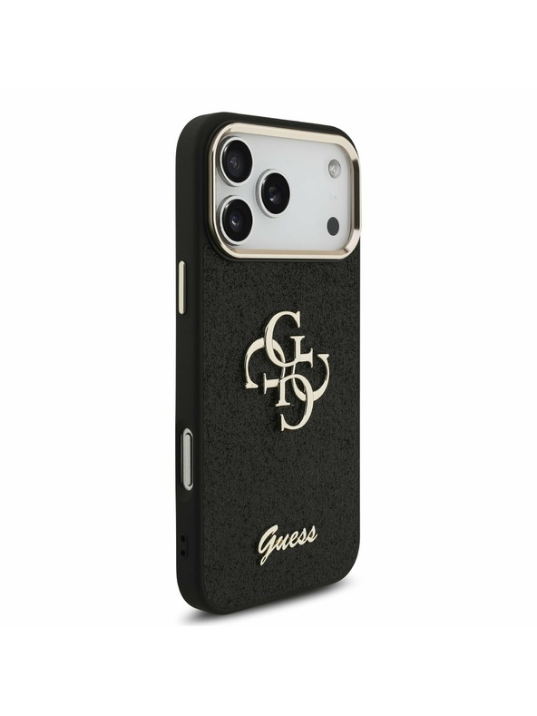 Guess Guess PU Fixed Glitter 4G Metal Frame Stražnji Kryt za iPhone 17 Pro Max Black