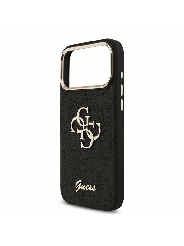 Guess Guess PU Fixed Glitter 4G Metal Frame Stražnji Kryt za iPhone 17 Pro Max Black