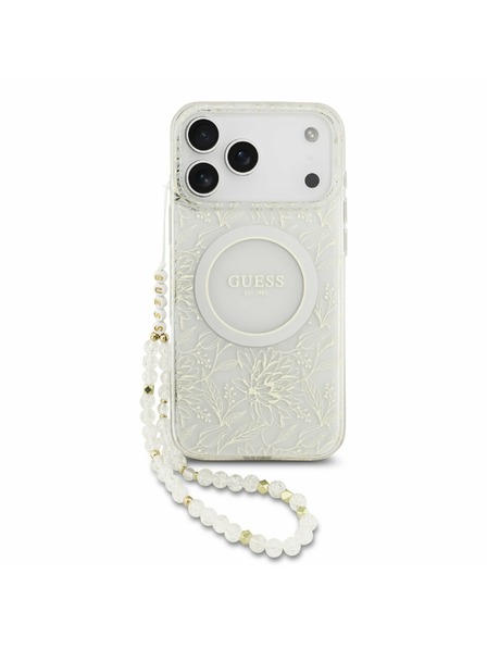 Guess Guess IML Flowers Allover Strap MagSafe Stražnji Kryt za iPhone 17 Pro Max White