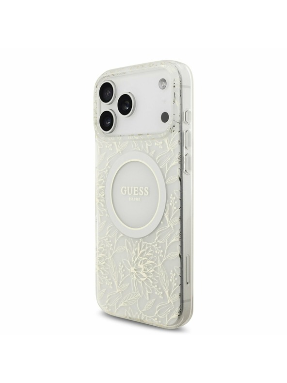 Guess Guess IML Flowers Allover Strap MagSafe Stražnji Kryt za iPhone 17 Pro Max White