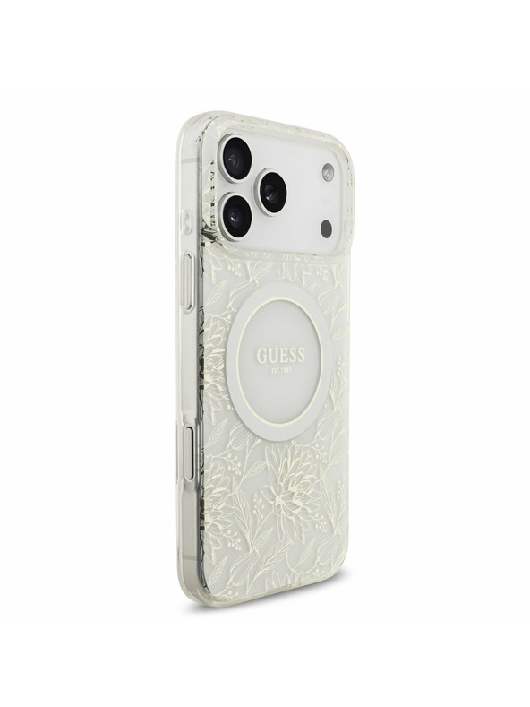 Guess Guess IML Flowers Allover Strap MagSafe Stražnji Kryt za iPhone 17 Pro Max White