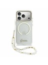 Guess Guess IML Glitter Script Strap MagSafe Stražnji Kryt za iPhone 17 Pro Max Transparent
