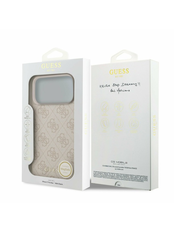 Guess Guess 4G Charm MagSafe Stražnji Kryt za iPhone 17 Pro Max Tone on Tone Pink