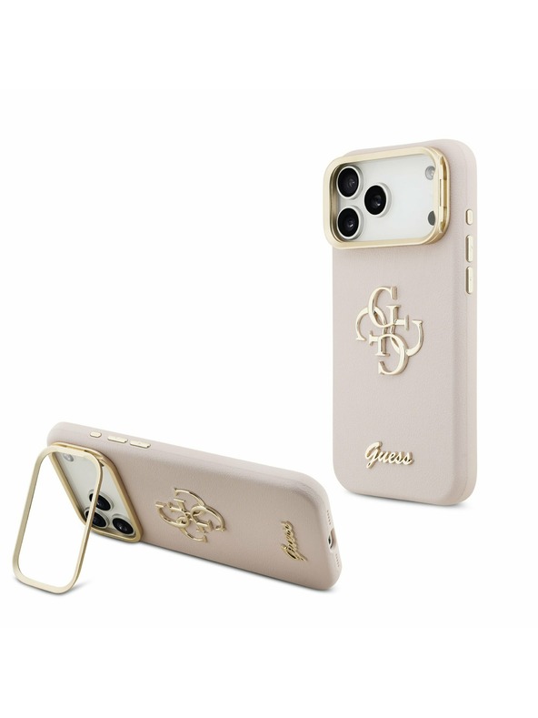 Guess Guess PU Grained 4G Logo Stand Camera Frame Stražnji Kryt za iPhone 17 Pro Max Pink