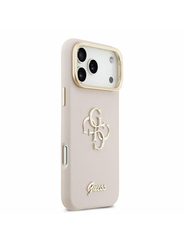 Guess Guess PU Grained 4G Logo Stand Camera Frame Stražnji Kryt za iPhone 17 Pro Max Pink