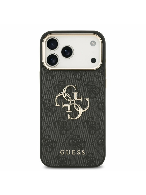 Guess Guess PU Leather 4G Metal Logo Gold Frame Stražnji Poklopac za iPhone 17 Pro Max Black