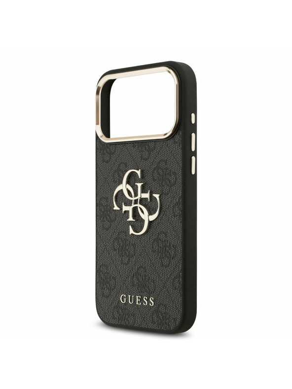 Guess Guess PU Leather 4G Metal Logo Gold Frame Stražnji Poklopac za iPhone 17 Pro Max Black