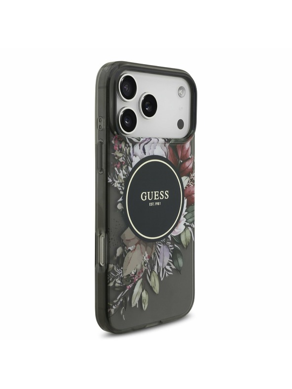 Guess Guess IML Flowers Strap MagSafe Stražnji Poklopac za iPhone 17 Pro Max Black