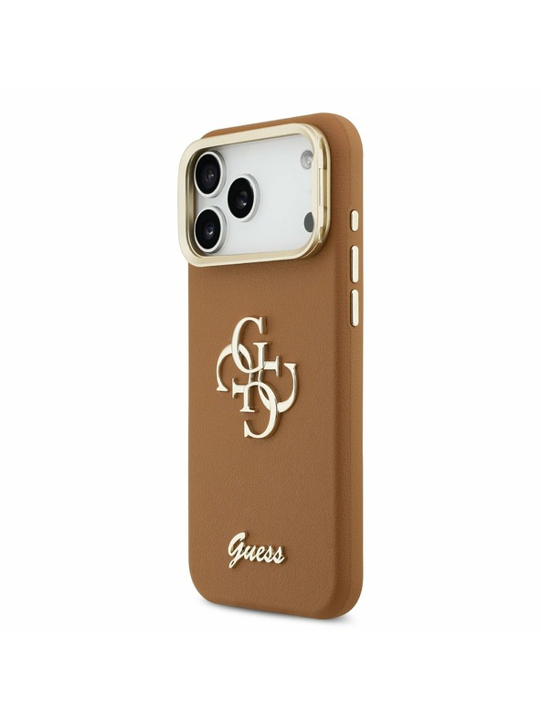 Guess Guess PU Grained 4G Logo Stand Camera Frame Stražnji Poklopac za iPhone 17 Pro Max Brown