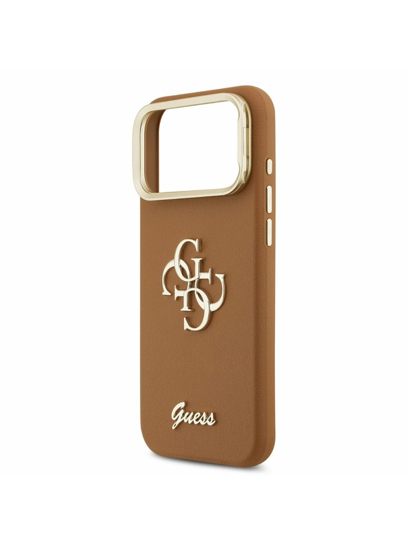 Guess Guess PU Grained 4G Logo Stand Camera Frame Stražnji Poklopac za iPhone 17 Pro Max Brown