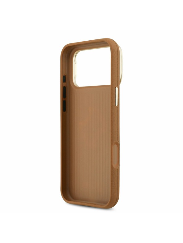 Guess Guess PU Grained 4G Logo Stand Camera Frame Stražnji Poklopac za iPhone 17 Pro Max Brown
