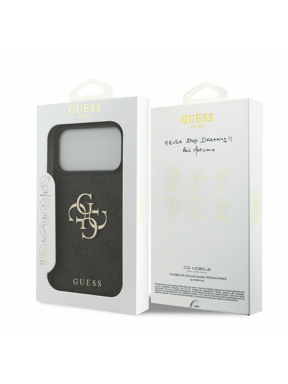 Guess Guess PU 4G Metal Logo Stražnji Poklopac za iPhone 17 Pro Max Grey