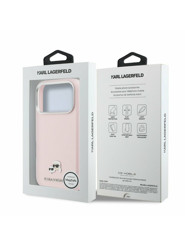 Karl Lagerfeld Karl Lagerfeld PU Karl and Choupette Heads Pins MagSafe Stražnji Poklopac za iPhone 17 Pro Max Pink