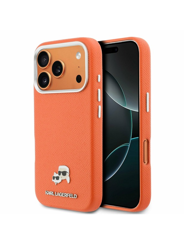 Karl Lagerfeld Karl Lagerfeld PU Karl and Choupette Heads Pins MagSafe Stražnji Poklopac za iPhone 17 Pro Max Orange