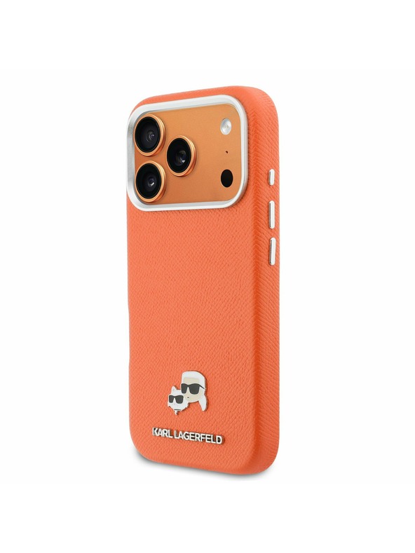 Karl Lagerfeld Karl Lagerfeld PU Karl and Choupette Heads Pins MagSafe Stražnji Poklopac za iPhone 17 Pro Max Orange