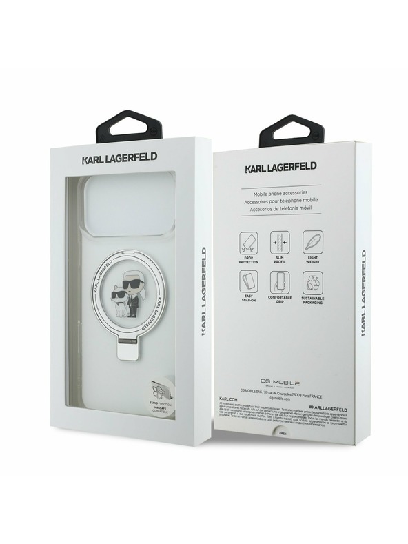Karl Lagerfeld Karl Lagerfeld Ringstand Karl and Choupette MagSafe Stražnji Poklopac za iPhone 17 Pro Max White