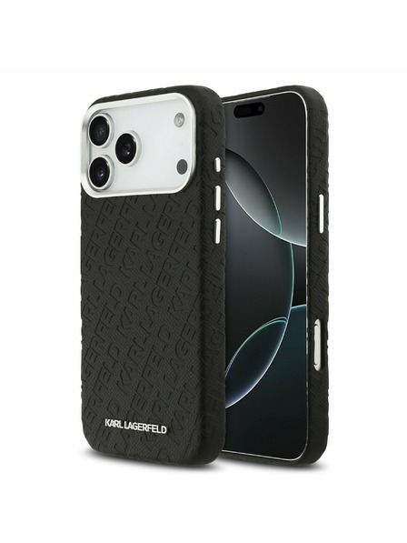 Karl Lagerfeld Karl Lagerfeld Grained PU Repeated Logo MagSafe Stražnji Poklopac za iPhone 17 Pro Max Black