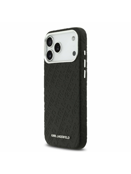 Karl Lagerfeld Karl Lagerfeld Grained PU Repeated Logo MagSafe Stražnji Poklopac za iPhone 17 Pro Max Black