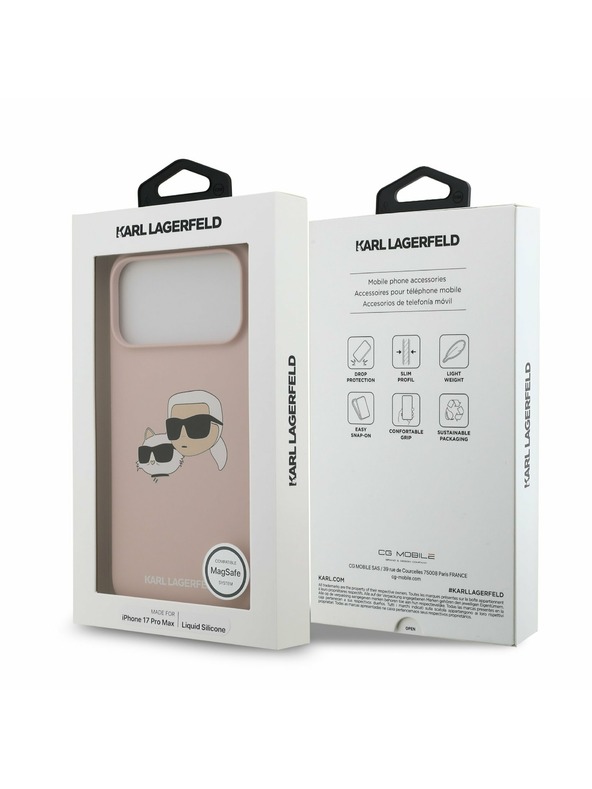 Karl Lagerfeld Karl Lagerfeld Liquid Silicone Double Heads MagSafe Stražnji Poklopac za iPhone 17 Pro Max Pink