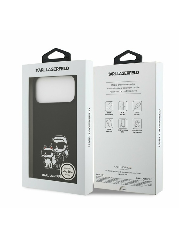 Karl Lagerfeld Karl Lagerfeld Liquid Silicone K&CH Sketch MagSafe Stražnji Poklopac za iPhone 17 Pro Max Black