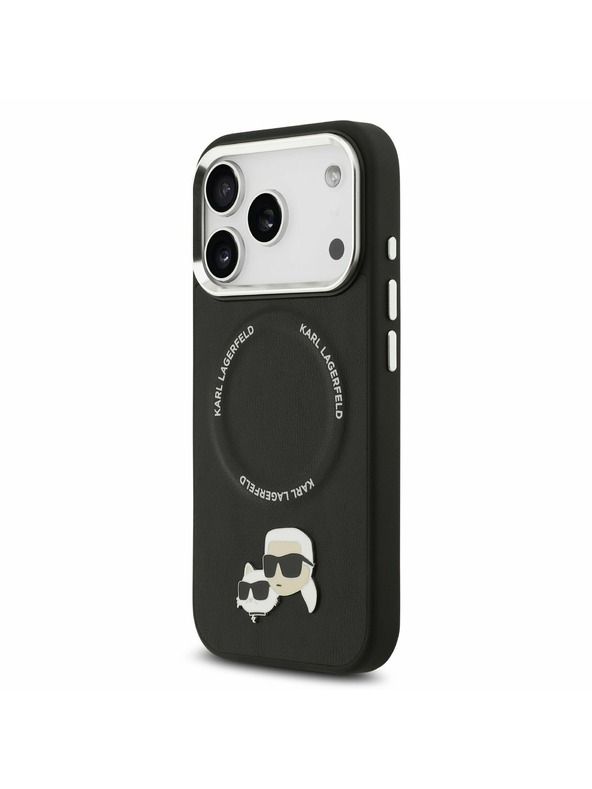 Karl Lagerfeld Karl Lagerfeld PU Karl and Choupette Heads Pins MagSafe Stražnji Poklopac za iPhone 17 Pro Max Black