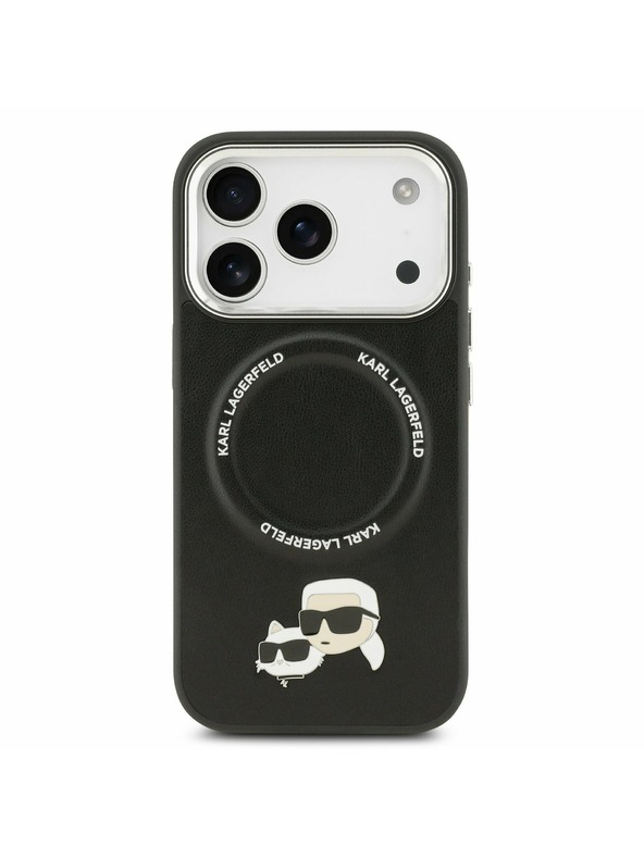 Karl Lagerfeld Karl Lagerfeld PU Karl and Choupette Heads Pins MagSafe Stražnji Poklopac za iPhone 17 Pro Max Black