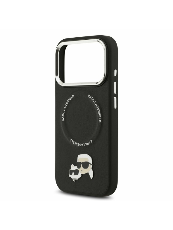 Karl Lagerfeld Karl Lagerfeld PU Karl and Choupette Heads Pins MagSafe Stražnji Poklopac za iPhone 17 Pro Max Black