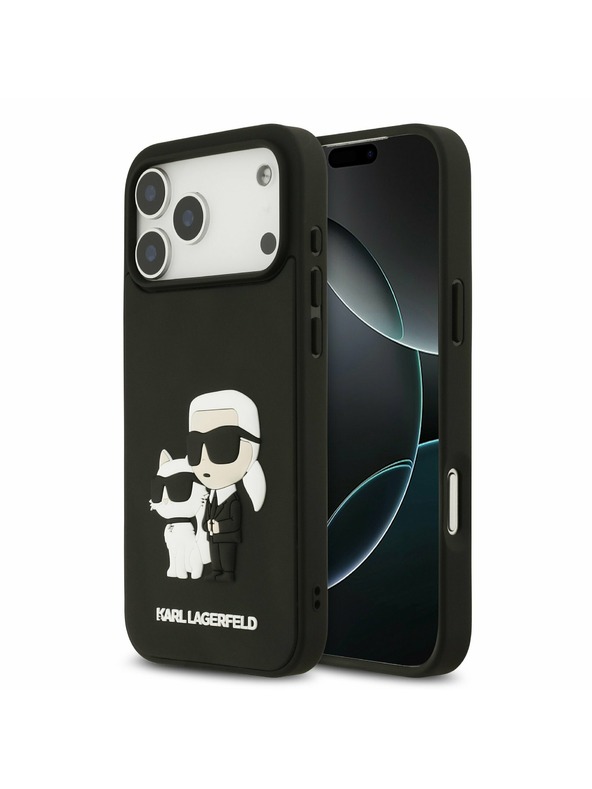 Karl Lagerfeld Karl Lagerfeld 3D Rubber Karl and Choupette Stražnji Poklopac za iPhone 17 Pro Max Black