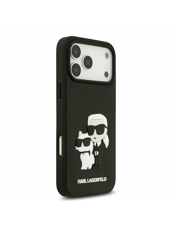 Karl Lagerfeld Karl Lagerfeld 3D Rubber Karl and Choupette Stražnji Poklopac za iPhone 17 Pro Max Black