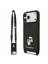 Karl Lagerfeld Karl Lagerfeld Saffiano Crossbody Remen Metal Karl and Choupette Stražnji Poklopac za iPhone 17 Pro Max Black