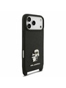Karl Lagerfeld Karl Lagerfeld Saffiano Crossbody Remen Metal Karl and Choupette Stražnji Poklopac za iPhone 17 Pro Max Black