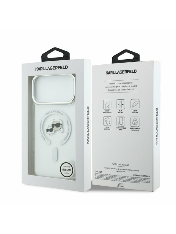 Karl Lagerfeld Karl Lagerfeld IML K&CH Heads Metal Frame MagSafe Stražnji Poklopac za iPhone 17 Pro Max Transparent